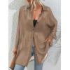 imageFloerns Womens Sheer Drop Shoulder Blouse Long Sleeve Collar Button Loose Shirts TopsA Khaki