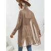 imageFloerns Womens Sheer Drop Shoulder Blouse Long Sleeve Collar Button Loose Shirts TopsA Khaki