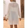 imageFloerns Womens Sheer Drop Shoulder Blouse Long Sleeve Collar Button Loose Shirts TopsApricot