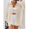 imageFloerns Womens Sheer Drop Shoulder Blouse Long Sleeve Collar Button Loose Shirts TopsApricot Solid