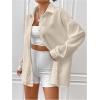 imageFloerns Womens Sheer Drop Shoulder Blouse Long Sleeve Collar Button Loose Shirts TopsApricot Solid