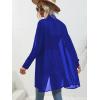 imageFloerns Womens Sheer Drop Shoulder Blouse Long Sleeve Collar Button Loose Shirts TopsBlue