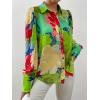 imageFloerns Womens Sheer Drop Shoulder Blouse Long Sleeve Collar Button Loose Shirts TopsFloral Green