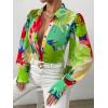 imageFloerns Womens Sheer Drop Shoulder Blouse Long Sleeve Collar Button Loose Shirts TopsFloral Green