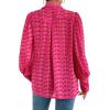 imageFloerns Womens Sheer Drop Shoulder Blouse Long Sleeve Collar Button Loose Shirts TopsHot Pink