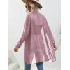 imageFloerns Womens Sheer Drop Shoulder Blouse Long Sleeve Collar Button Loose Shirts TopsPink