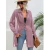 imageFloerns Womens Sheer Drop Shoulder Blouse Long Sleeve Collar Button Loose Shirts TopsPink