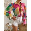 imageFloerns Womens Sheer Drop Shoulder Blouse Long Sleeve Collar Button Loose Shirts TopsPink Floral
