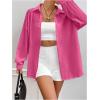imageFloerns Womens Sheer Drop Shoulder Blouse Long Sleeve Collar Button Loose Shirts TopsPink Solid