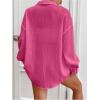 imageFloerns Womens Sheer Drop Shoulder Blouse Long Sleeve Collar Button Loose Shirts TopsPink Solid