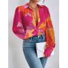imageFloerns Womens Sheer Drop Shoulder Blouse Long Sleeve Collar Button Loose Shirts TopsRose Pink