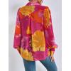 imageFloerns Womens Sheer Drop Shoulder Blouse Long Sleeve Collar Button Loose Shirts TopsRose Pink