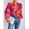 imageFloerns Womens Sheer Drop Shoulder Blouse Long Sleeve Collar Button Loose Shirts TopsRose Pink