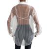 imageFloerns Womens Sheer Drop Shoulder Blouse Long Sleeve Collar Button Loose Shirts TopsWhite