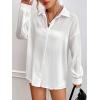 imageFloerns Womens Sheer Drop Shoulder Blouse Long Sleeve Collar Button Loose Shirts TopsWhite Cream