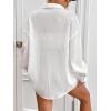 imageFloerns Womens Sheer Drop Shoulder Blouse Long Sleeve Collar Button Loose Shirts TopsWhite Cream