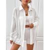 imageFloerns Womens Sheer Drop Shoulder Blouse Long Sleeve Collar Button Loose Shirts TopsWhite Cream