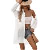 imageFloerns Womens Sheer Drop Shoulder Blouse Long Sleeve Collar Button Loose Shirts TopsWhite Plain