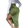 imageFloerns Womens Solid High Waisted Ruched Split Thigh Bodycon Midi SkirtA Green