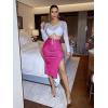 imageFloerns Womens Solid High Waisted Ruched Split Thigh Bodycon Midi SkirtHot Pink