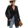 imageFloerns Womens Sheer Drop Shoulder Blouse Long Sleeve Collar Button Loose Shirts TopsA Black
