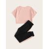 imageFloerns Girls 2 Piece Letter Graphic Short Sleeve Crop Top and Legging SetDusty Pink