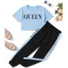 imageFloerns Girls 2 Piece Letter Graphic Short Sleeve Crop Top and Legging SetLight Blue