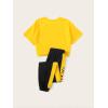 imageFloerns Girls 2 Piece Letter Graphic Short Sleeve Crop Top and Legging SetYellow and Black