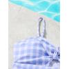 imageFloerns Girls Gingham Print Ruched Cut Out Knot Front One Piece SwimsuitBlue and White