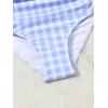 imageFloerns Girls Gingham Print Ruched Cut Out Knot Front One Piece SwimsuitBlue and White