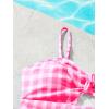 imageFloerns Girls Gingham Print Ruched Cut Out Knot Front One Piece SwimsuitHot Pink