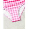 imageFloerns Girls Gingham Print Ruched Cut Out Knot Front One Piece SwimsuitHot Pink