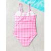 imageFloerns Girls Gingham Print Ruched Cut Out Knot Front One Piece SwimsuitHot Pink