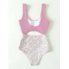 imageFloerns Womens Bathing Suit High Waisted Cut Out Monokini One Piece SwimsuitLight Pink