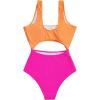 imageFloerns Womens Bathing Suit High Waisted Cut Out Monokini One Piece SwimsuitOrange and Pink