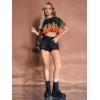 imageFloerns Womens Casual Print Crop Top Short Sleeve T ShirtsA Black Fire