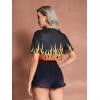 imageFloerns Womens Casual Print Crop Top Short Sleeve T ShirtsA Black Fire