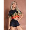 imageFloerns Womens Casual Print Crop Top Short Sleeve T ShirtsA Black Fire