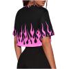 imageFloerns Womens Casual Print Crop Top Short Sleeve T ShirtsPink
