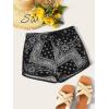 imageFloerns Womens Cute Dinosaur Print Elastic Drawstring Running ShortsBlack Paisley