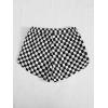 imageFloerns Womens Cute Dinosaur Print Elastic Drawstring Running ShortsBlack and White