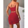 imageFloerns Womens Glitter Sleeveless Ruched Party Clubwear Bodycon Mini DressBurgundy Solid