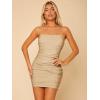 imageFloerns Womens Glitter Sleeveless Ruched Party Clubwear Bodycon Mini DressKhaki
