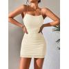 imageFloerns Womens Glitter Sleeveless Ruched Party Clubwear Bodycon Mini DressPure Apricot