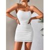 imageFloerns Womens Glitter Sleeveless Ruched Party Clubwear Bodycon Mini DressPure White