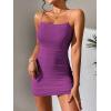 imageFloerns Womens Glitter Sleeveless Ruched Party Clubwear Bodycon Mini DressPurple Plain