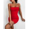 imageFloerns Womens Glitter Sleeveless Ruched Party Clubwear Bodycon Mini DressRed Solid
