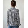 imageFloerns Womens Houndstooth Print Notched V Neck Long Sleeve Casual Blouse TopsBlack and White