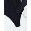 imageFloerns Womens One Piece Swimsuit Zip Front Long Sleeve Rashguard SurfingBlack