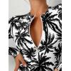 imageFloerns Womens One Piece Swimsuit Zip Front Long Sleeve Rashguard SurfingBlack White Tree